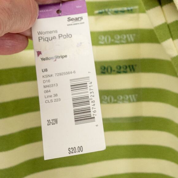 Women's Plus Size 20/22 CLASSIC ELEMENTS Striped Cotton Blend Polo Shirt - Picture 4 of 5